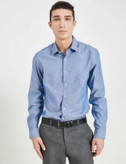 Dobby Print Slim Fit Dress Shirt - Dark Teal 8 Dobby Print Slim Fit Dress Shirt - Dark Teal -clothing Shop 33HBS5918 391 DARKTEAL 7 scaled