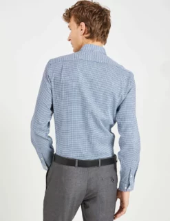 Dobby Ginghan Slim Fit Dress Shirt - Dark Teal -clothing Shop 33HBS5919 319 DARKTEAL 4 scaled