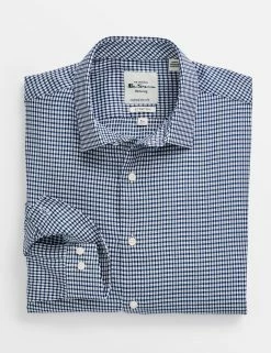 Dobby Ginghan Slim Fit Dress Shirt - Dark Teal