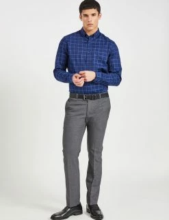 Dobby Windowpane Skinny Fit Dress Shirt - Navy 8 Dobby Windowpane Skinny Fit Dress Shirt - Navy -clothing Shop 33HBS5924 410 NAVY 1 scaled