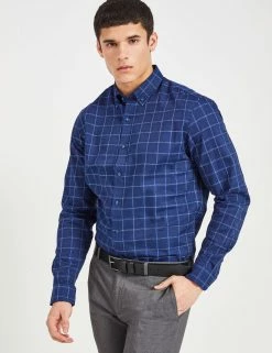 Dobby Windowpane Skinny Fit Dress Shirt - Navy 9 Dobby Windowpane Skinny Fit Dress Shirt - Navy -clothing Shop 33HBS5924 410 NAVY 2 scaled