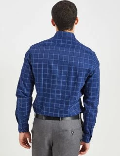 Dobby Windowpane Skinny Fit Dress Shirt - Navy 10 Dobby Windowpane Skinny Fit Dress Shirt - Navy -clothing Shop 33HBS5924 410 NAVY 4 scaled