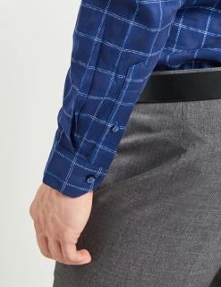 Dobby Windowpane Skinny Fit Dress Shirt - Navy 11 Dobby Windowpane Skinny Fit Dress Shirt - Navy -clothing Shop 33HBS5924 410 NAVY 5 scaled