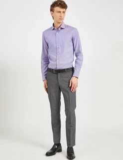 Dobby Print Slim Fit Dress Shirt - Spice/Royal -clothing Shop 33HBS5925 210 SPICE ROYAL 1 scaled