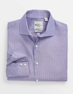 Dobby Print Slim Fit Dress Shirt - Spice/Royal