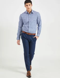Dobby Check Slim Fit Dress Shirt - Purple/Navy -clothing Shop 33HBS5929 500 PURPLE NAVY 1 scaled