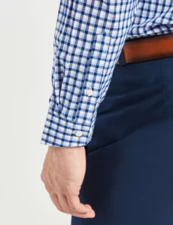 Dobby Check Slim Fit Dress Shirt - Purple/Navy -clothing Shop 33HBS5929 500 PURPLE NAVY 4 scaled