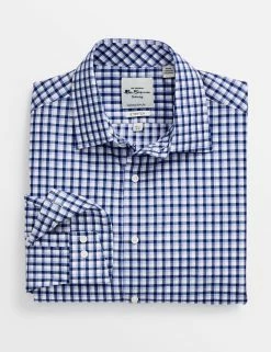 Dobby Check Slim Fit Dress Shirt - Purple/Navy