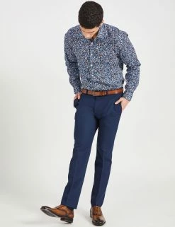 Blue & Red Floral Skinny Fit Dress Shirt - Multi -clothing Shop 33HBS5933 900 MULTI 1 scaled