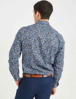 Blue & Red Floral Skinny Fit Dress Shirt - Multi -clothing Shop 33HBS5933 900 MULTI 4 scaled