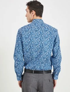 Blue Floral Skinny Fit Dress Shirt - Multi -clothing Shop 33HBS5934 900 MULTI 9 scaled