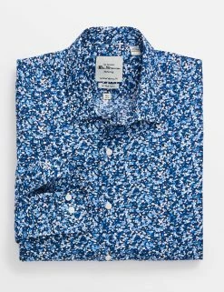Blue Floral Skinny Fit Dress Shirt - Multi