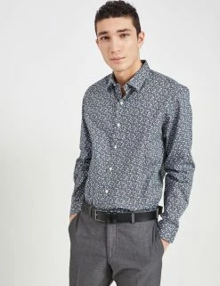 Grey & Blue Skinny Fit Dress Shirt - Multi -clothing Shop 33HBS5935 900 MULTI 2 scaled