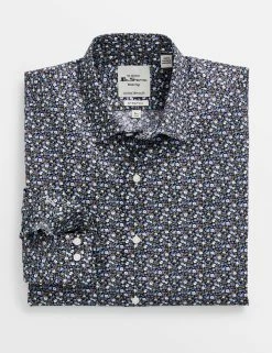 Grey & Blue Skinny Fit Dress Shirt - Multi