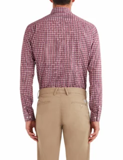 Dobby Check Slim Fit Dress Shirt - Rust -clothing Shop 33hbs3670 220 dobby check dress shirt rust back