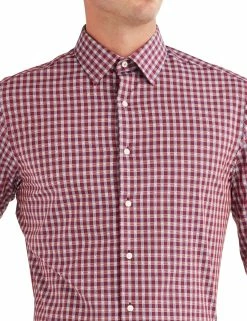 Dobby Check Slim Fit Dress Shirt - Rust