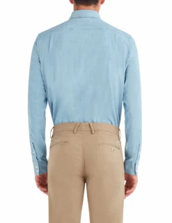 Denim Slim Fit Dress Shirt - Light Blue -clothing Shop 33hbs3673 450 denim dress shirt light blue back