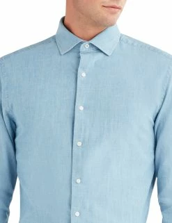 Denim Slim Fit Dress Shirt - Light Blue