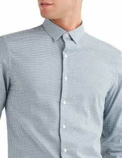 Argyle Dobby Gingham Slim Fit Dress Shirt - Blue
