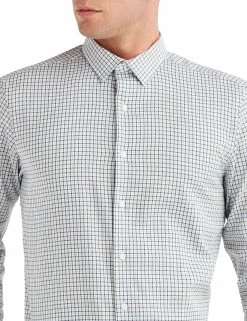 Herringbone Check Slim Fit Dress Shirt - Gold