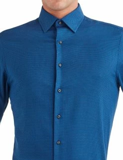 Dobby Texture Slim Fit Dress Shirt - Navy