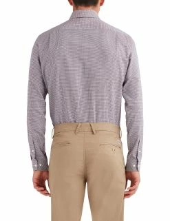 Puppytooth-Print Slim Fit Dress Shirt - Spice -clothing Shop 33hbs3682 210 puppytooth print dress shirt spice back