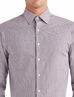 Puppytooth-Print Slim Fit Dress Shirt - Spice