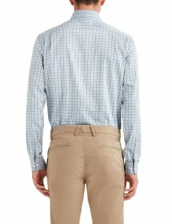 Twill Check Slim Fit Dress Shirt - Blue -clothing Shop 33hbs3684 400 twill check dress shirt blue back