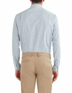 Jaspe Dobby Check Slim Fit Dress Shirt - Blue -clothing Shop 33hbs3686 400 jaspe dobby check dress shirt blue back