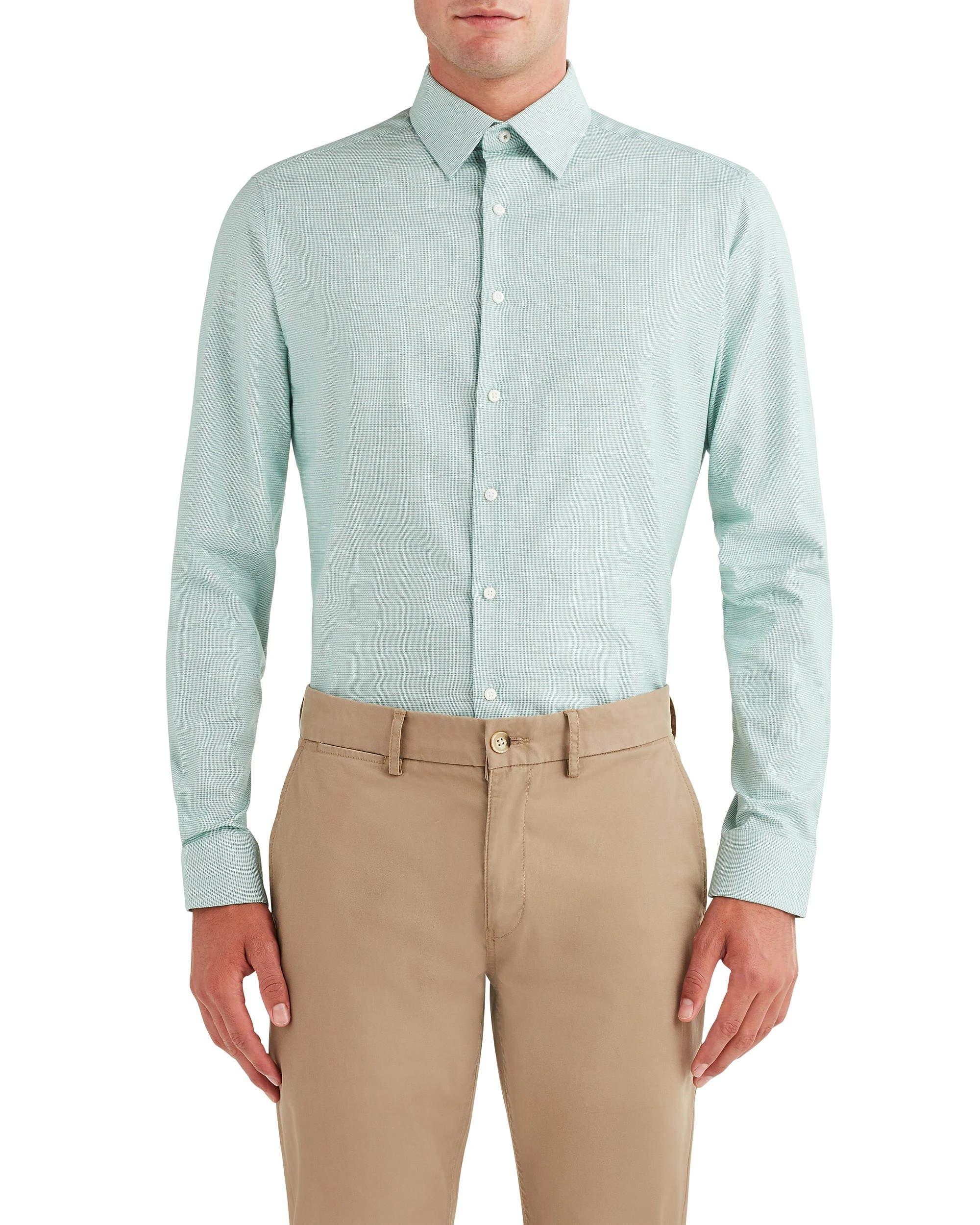 Unsolid Dobby Slim Fit Dress Shirt - Green 2 Unsolid Dobby Slim Fit Dress Shirt - Green - Image 2