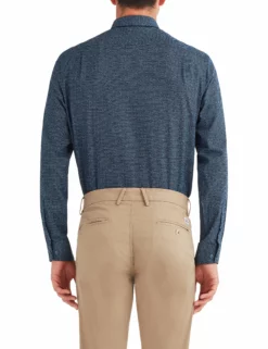 Dot Printed Oxford Slim Fit Dress Shirt - Navy -clothing Shop 33hbs3699 410 dot printed oxford dress shirt navy back