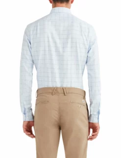 Twill Check Slim Fit Dress Shirt - Light Blue -clothing Shop 33hbs3701 450 twill check dress shirt light blue back