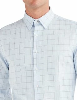 Twill Check Slim Fit Dress Shirt - Light Blue