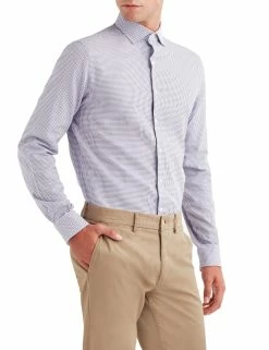 Multi Dobby Tooth Slim Fit Dress Shirt - Purple