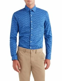 Floral Print Slim Fit Dress Shirt - Tonal