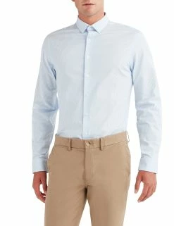 Dobby Stripe Slim Fit Dress Shirt - Light Blue