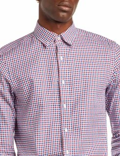 Gingham Skinny Fit Dress Shirt - Red & Navy -clothing Shop 33hbs4398 600 gingham dress shirt red close
