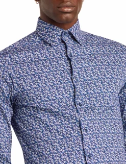 Floral Print Slim Fit Dress Shirt - Lavender & Blue -clothing Shop 33hbs4405 530 floral print dress shirt lavender close