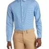 Herringbone Check Slim Fit Dress Shirt - Blue