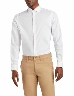 Argyle Dobby Slim Fit Dress Shirt - White