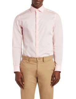 Argyle Dobby Slim Fit Dress Shirt - Pink