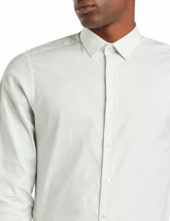 Dobby Stripe Skinny Fit Dress Shirt - Green -clothing Shop 33hbs4428 300 dobby stripe dress shirt green close