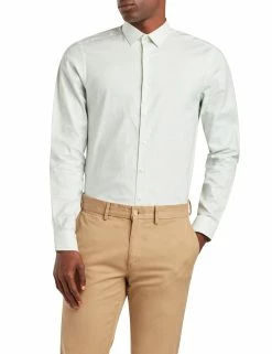 Dobby Stripe Skinny Fit Dress Shirt - Green