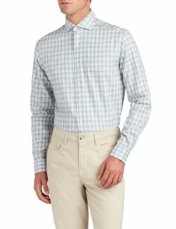 Slub Check Skinny Fit Dress Shirt - Yellow & Blue