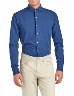 Seersucker Skinny Fit Dress Shirt - Navy