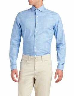 Slub End-on-End Slim Fit Dress Shirt - Royal