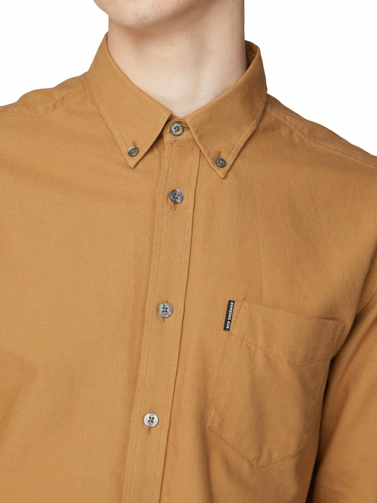 Long-Sleeve Oxford Shirt - Camel 3 Long-Sleeve Oxford Shirt - Camel - Image 3