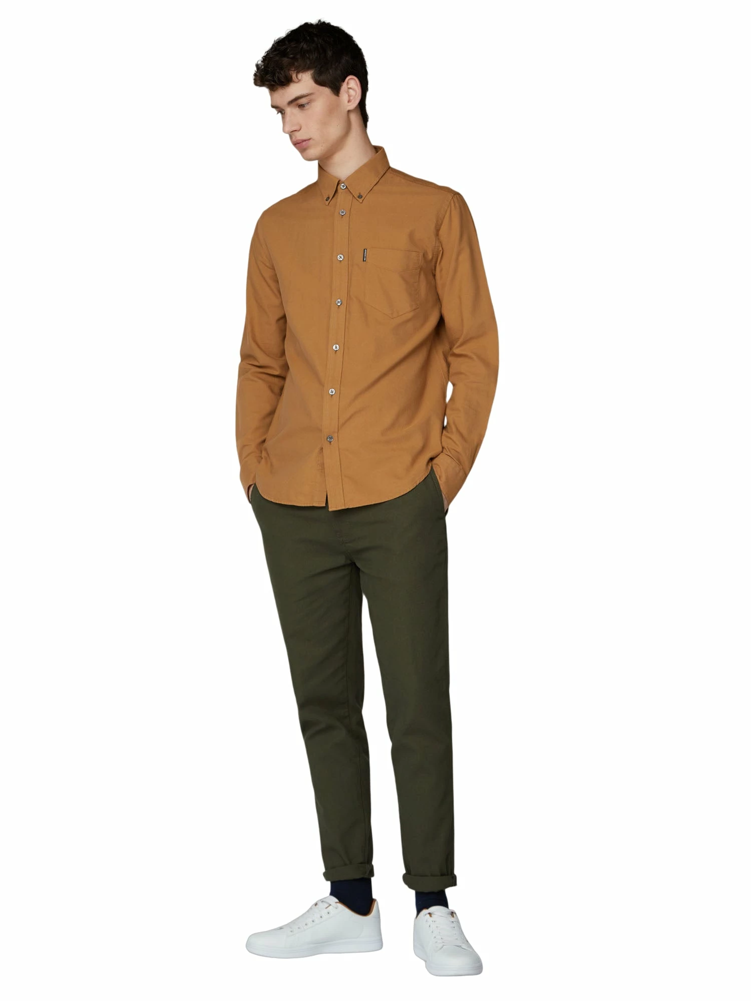 Long-Sleeve Oxford Shirt - Camel 4 Long-Sleeve Oxford Shirt - Camel - Image 4