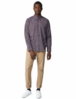 Long-Sleeve House Gingham Shirt - Chestnut -clothing Shop 47929 124 long sleeve house gingham shirt chestnut fullbody