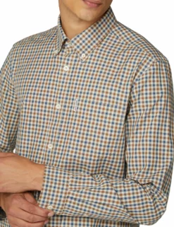 Long-Sleeve House Gingham Shirt - Mink -clothing Shop 47929 977 long sleeve house gingham shirt mink closeup